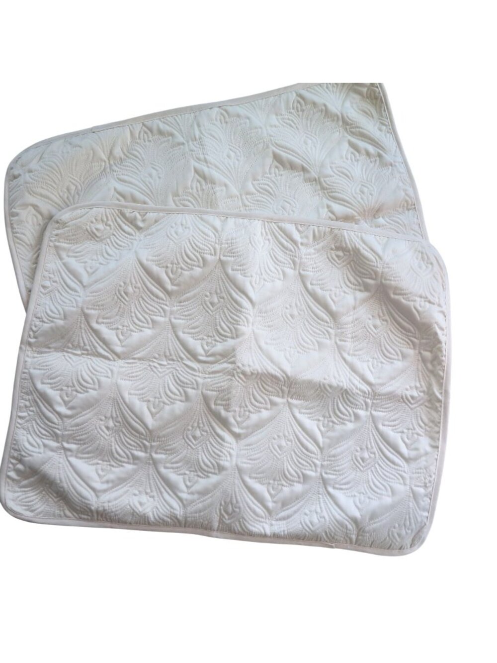 Tahari Home White Quilted Pillow Shams Set of 2 With Elegant Embroidered Pattern
